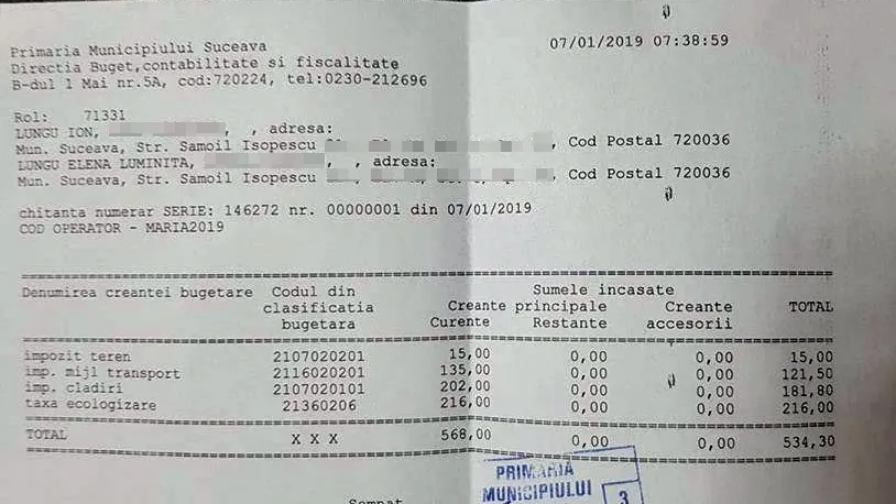 De astăzi se pot achita taxele și impozitele locale. Primarul Ion Lungu, primul plătitor