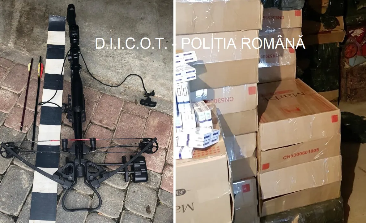 Percheziții la Vicovu de Sus și Straja. Au fost confiscate țigări în valoare de peste 320.000 lei, dar și o arbaletă VIDEO