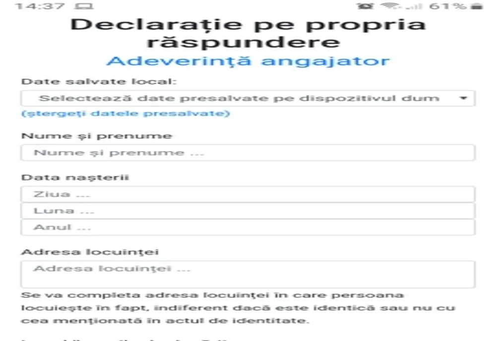 Declaraţia pe propria răspundere şi adeverinţa de angajator pot fi acum completate online şi descărcate