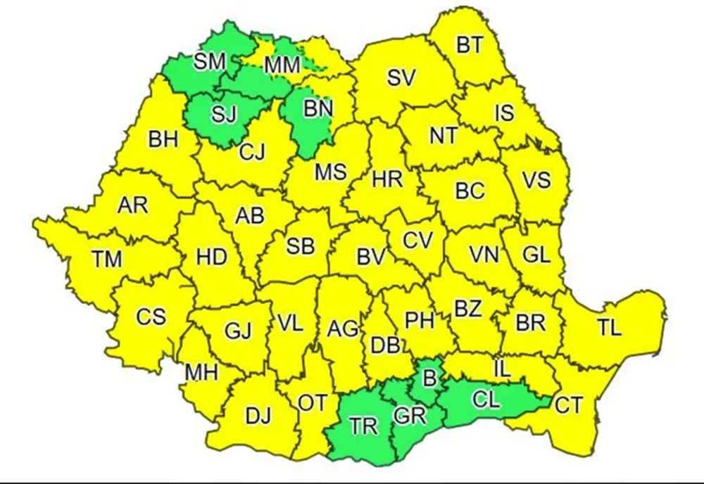 COD GALBEN de vânt și ninsori pentru județul Suceava