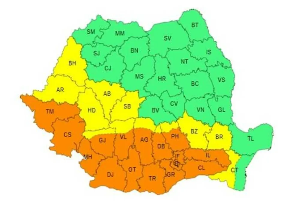 ATENȚIONARE METEO: COD GALBEN ȘI COD PORTOCALIU DE CANICULĂ PÂNĂ JOI