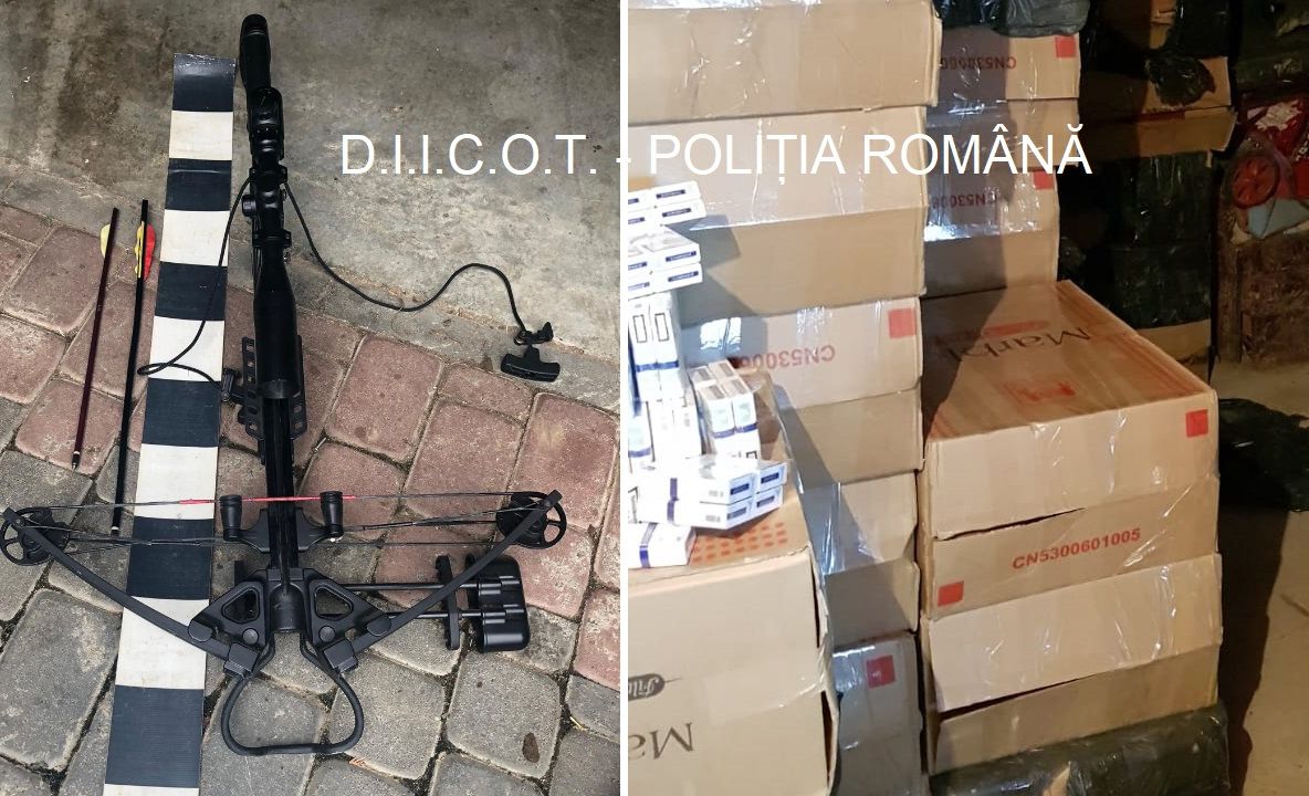 Percheziții la Vicovu de Sus și Straja. Au fost confiscate țigări în valoare de peste 320.000 lei, dar și o arbaletă VIDEO