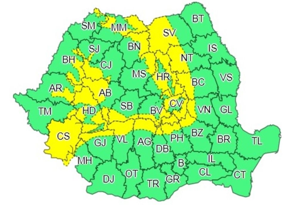 Cod galben de vânt pentru mai multe zone din țară. În Dâmbovița Codul este valabil la munte