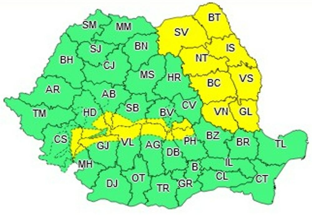 Nu scăpăm de ger și de vânt! Avertizare COD GALBEN