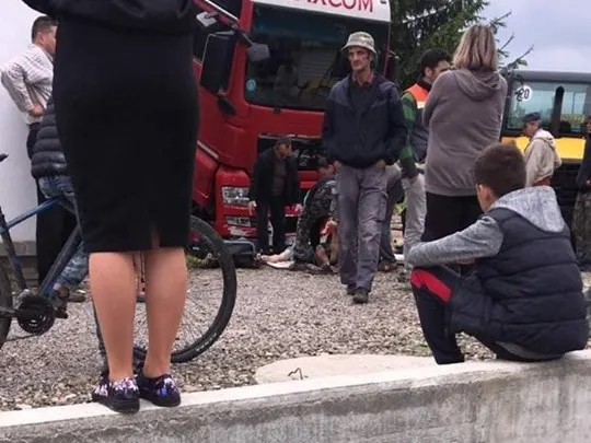 bărbat strivit camion Marginea, sursă foto Info Trafic Actualități