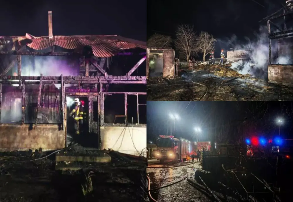 Incendiu de proporții într-o gospodărie din județul Suceava. O familie a rămas fără un acoperiș deasupra capului în plină iarnă -FOTO