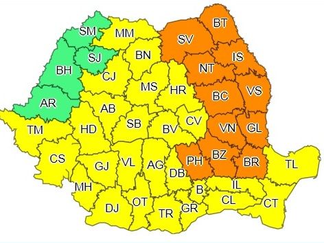 cod portocaliu județul Suceava, sursa ANM