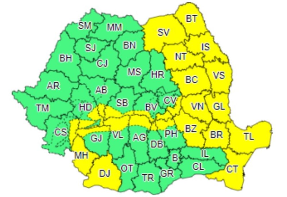 Cod galben de vânt puternic în județul Suceava 